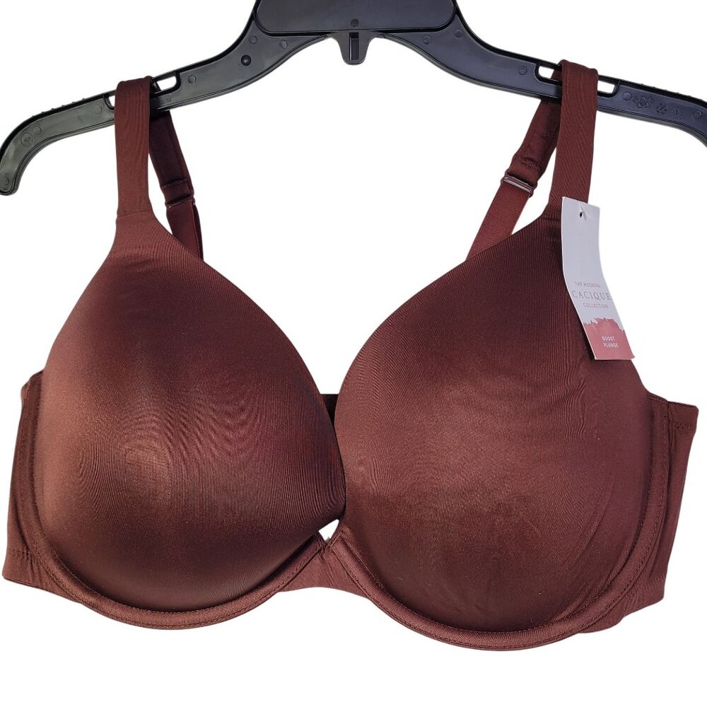 Cacique Women's Plus 42DD Brown Boost Plunge Bra Underwire New